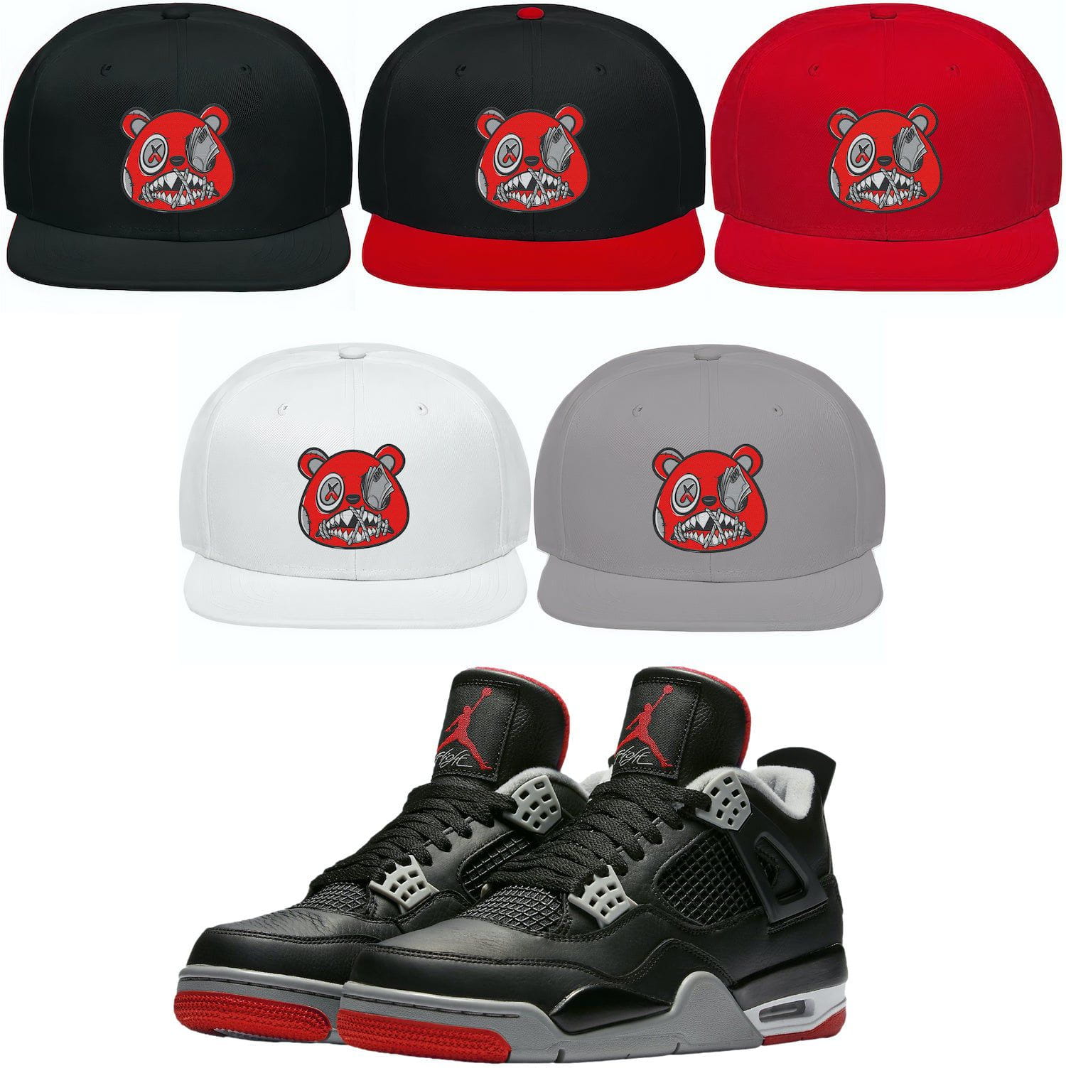 Jordan 4 Bred Reimagined 4s Snapback Hat to Match - RED MONEY TALKS BAWS