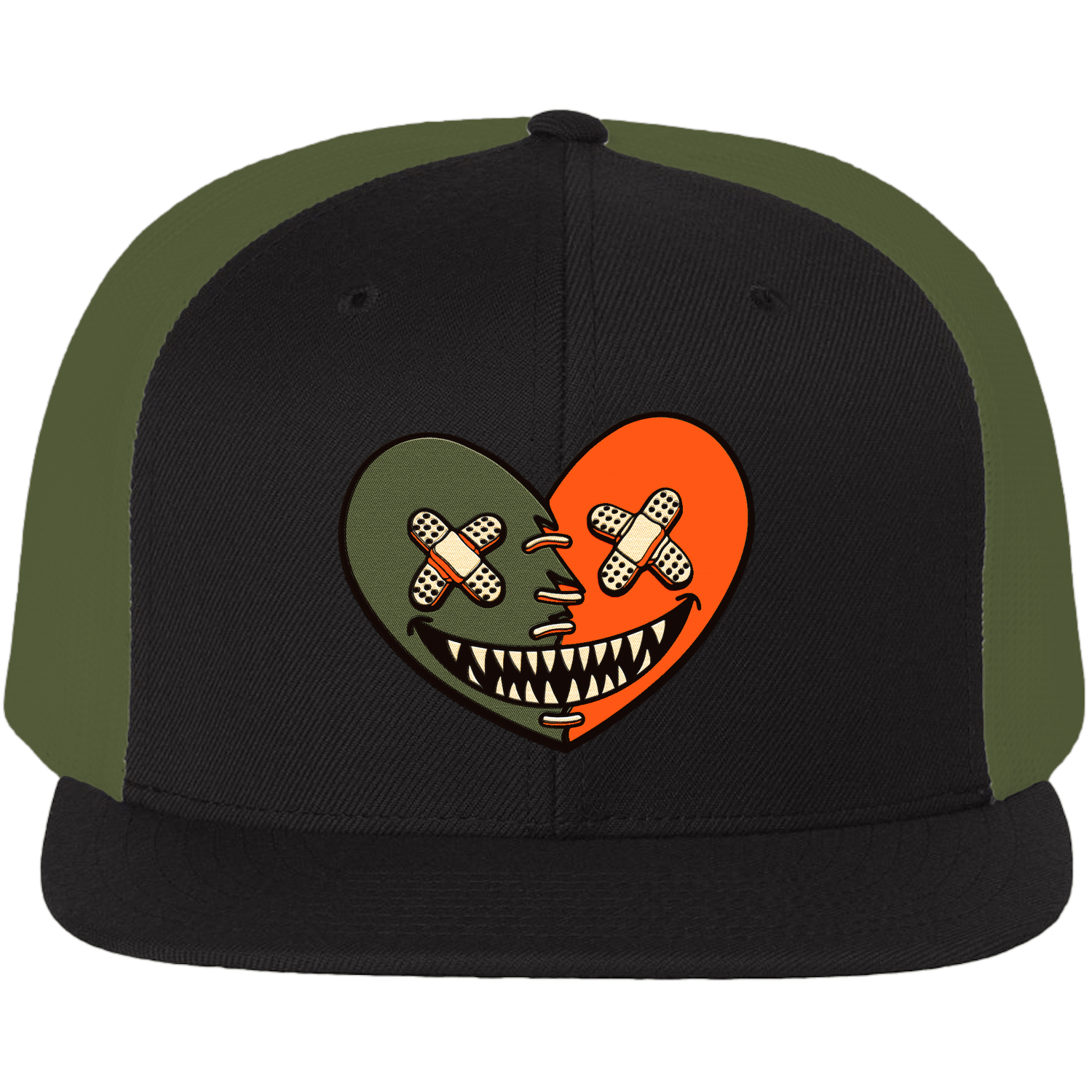 Jordan 5 Olive 5s Flat Brim Trucker Snapback Hat to Match : CELADON HEART BAWS