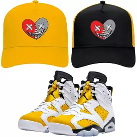 Jordan 6 Yellow Ochre 6s Trucker Hat to Match - RED HEART BAWS