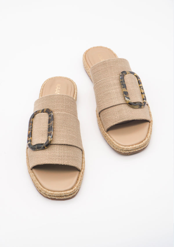 KAANAS Medan Buckled Cotton Espadrille Sandal