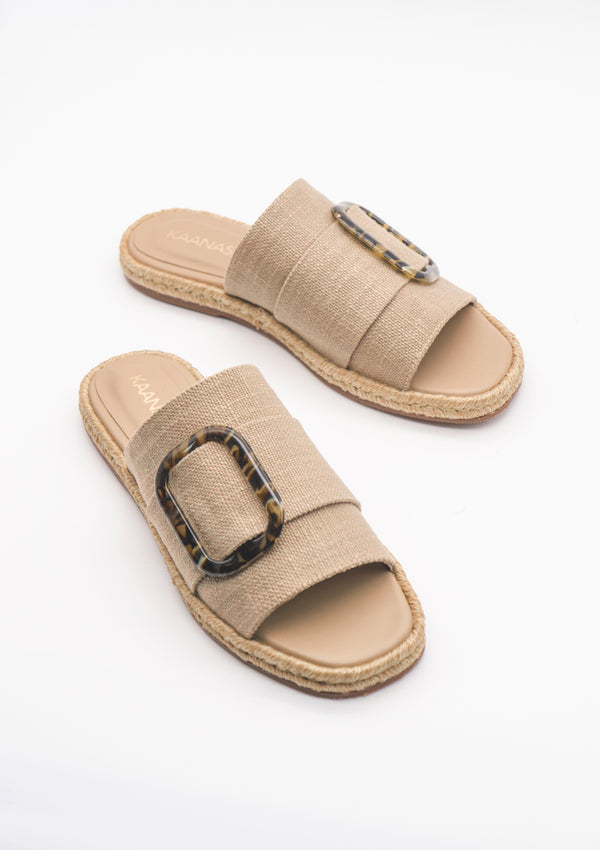 KAANAS Medan Buckled Cotton Espadrille Sandal