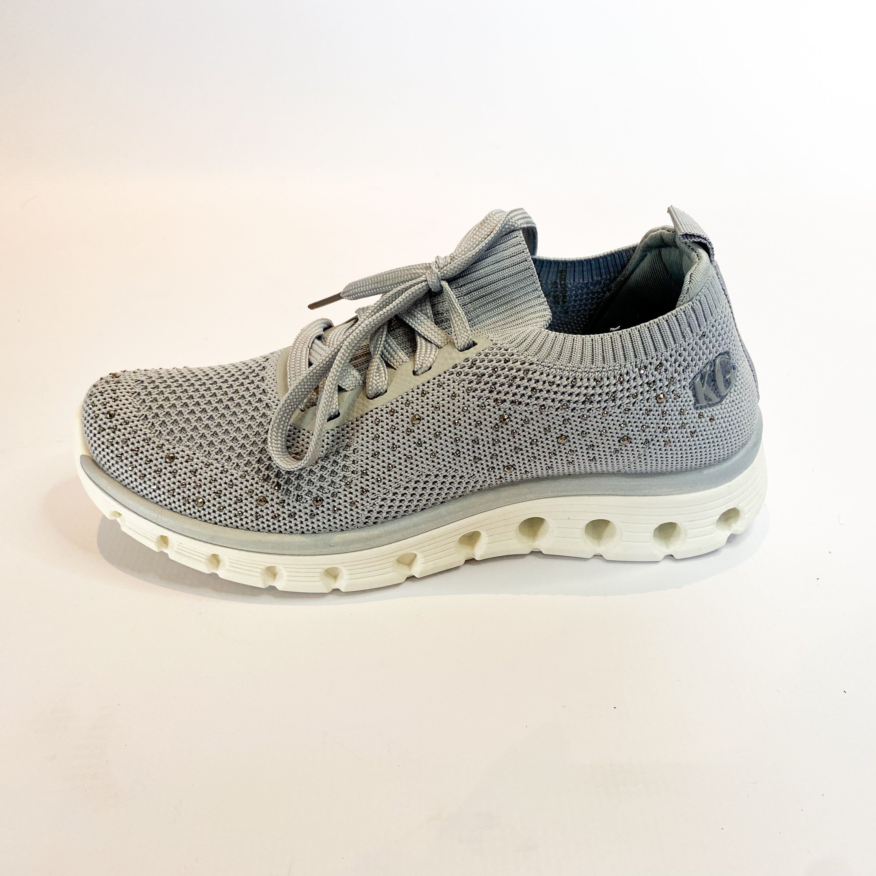 KG grey sparkle knit lace up