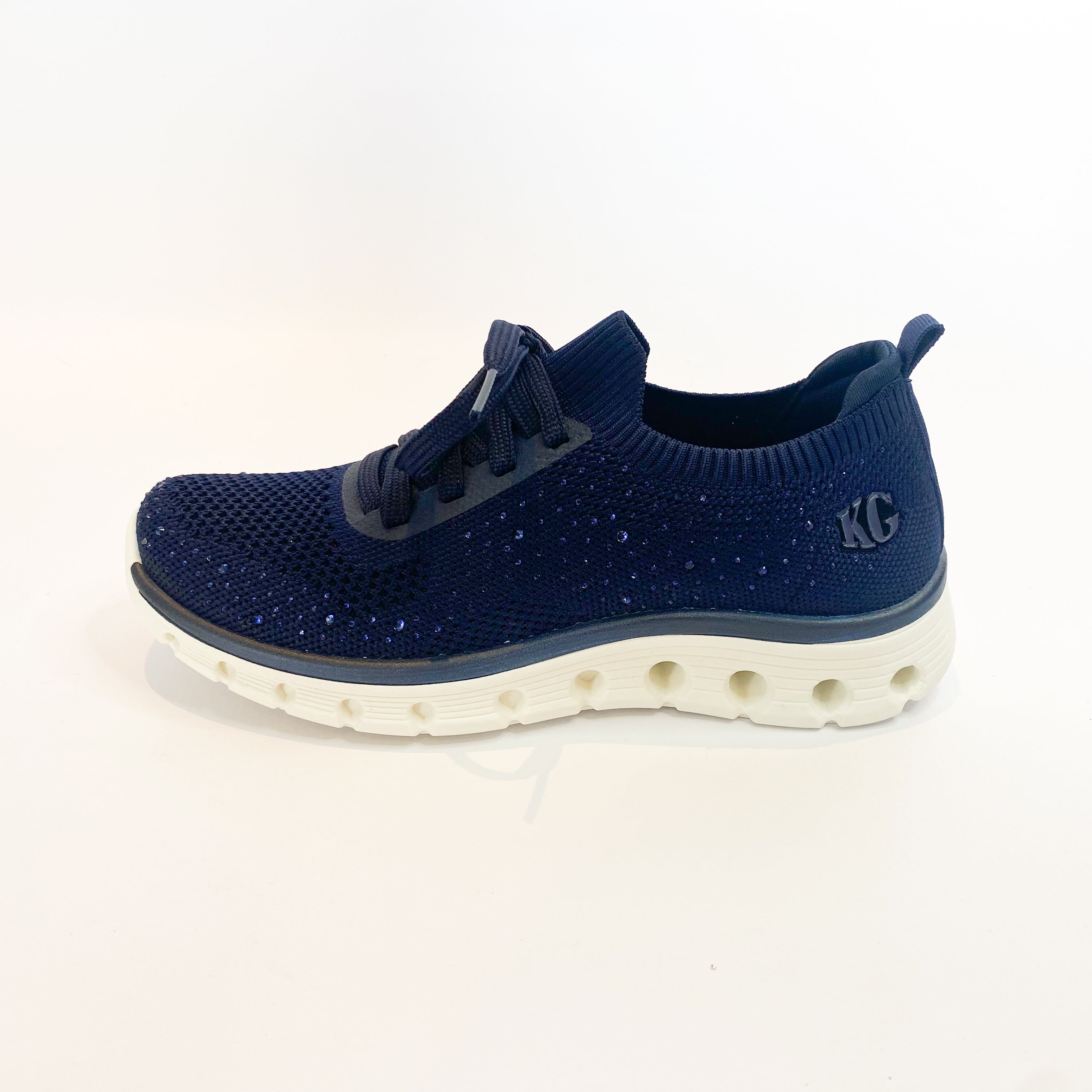 KG navy sparkle  knit lace up