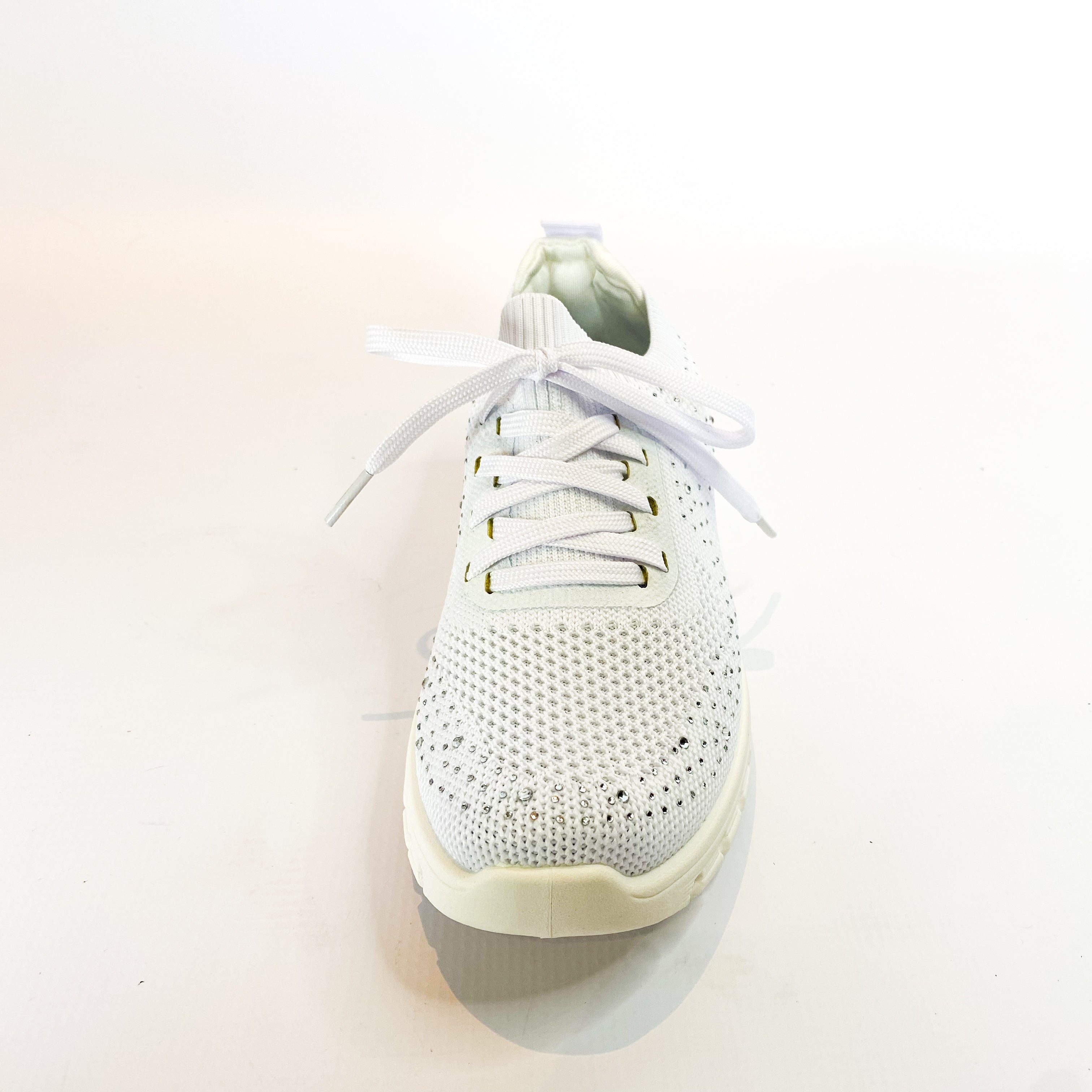 KG white sparkle knit lace up