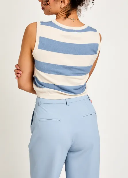 LE LIS SLEEVELESS STRIPE SWEATER TOP