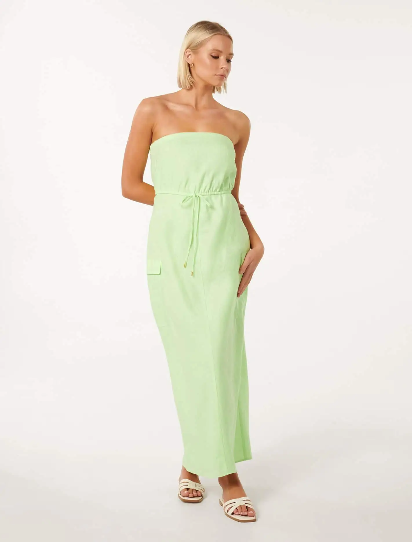 Mabel Strapless Cargo Midi Dress