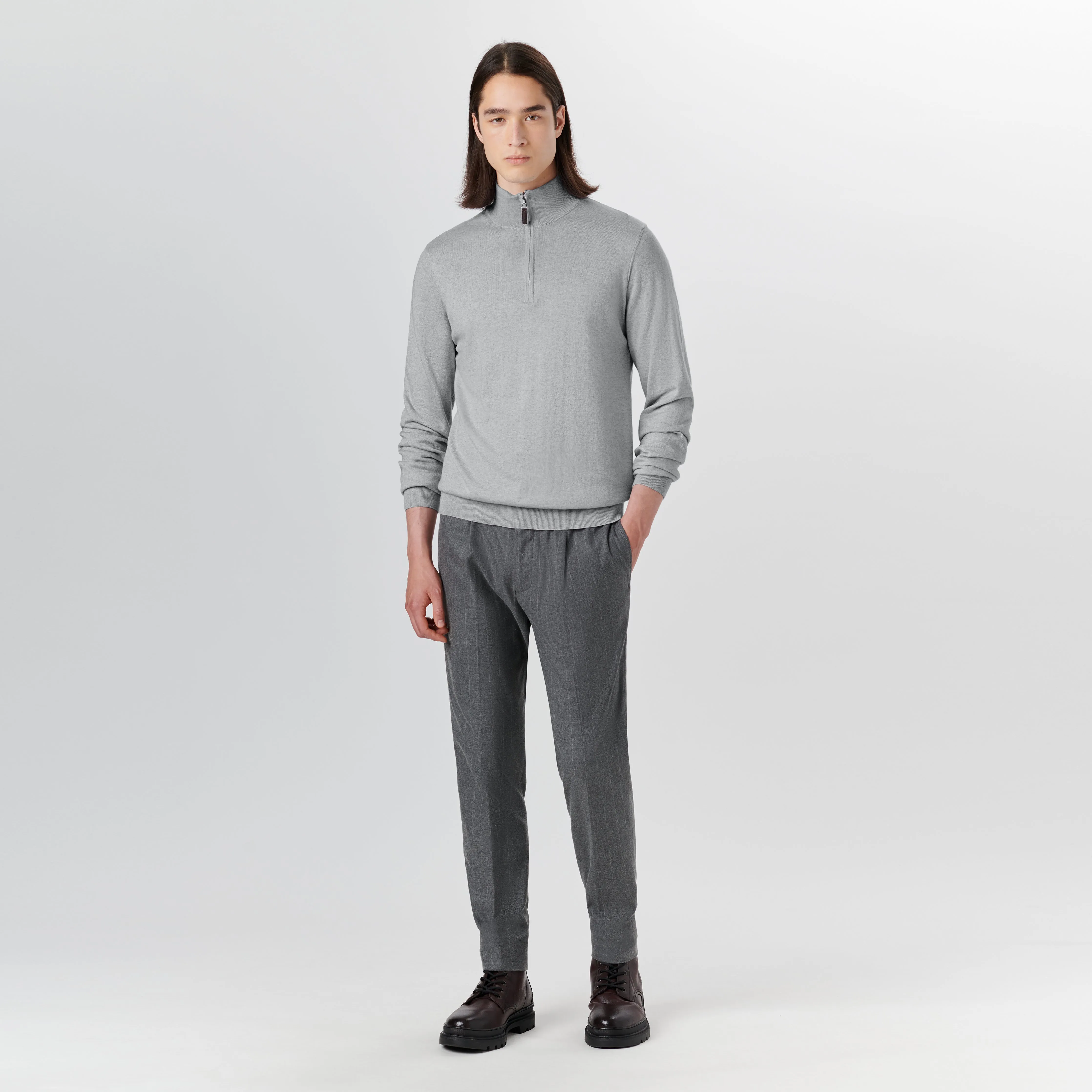 Melange Quarter Zip Pullover Sweater