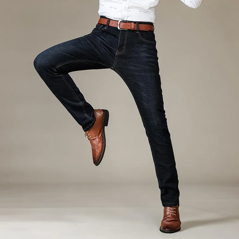 Men's Business Casual Fashion Stretch Slim Classic Denim Jeans on Clearance