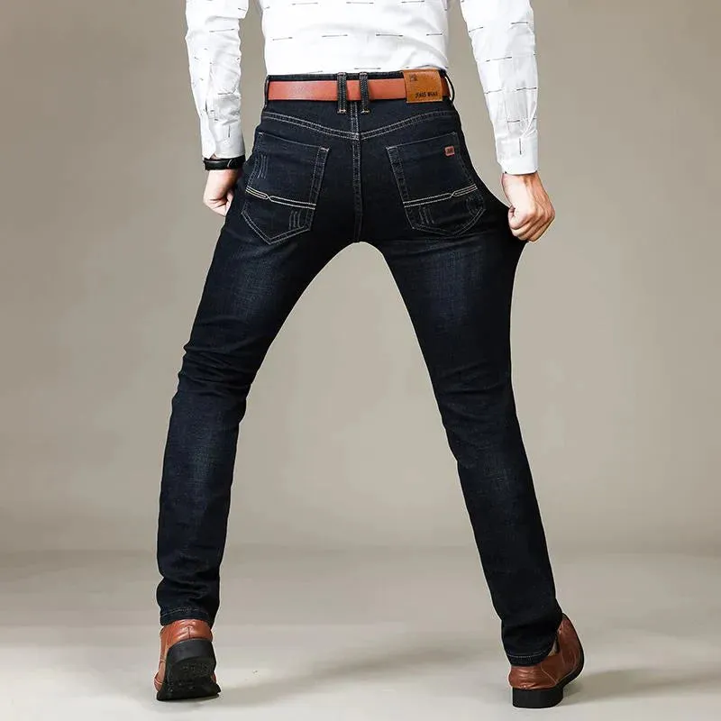 Men's Business Casual Fashion Stretch Slim Classic Denim Jeans on Clearance