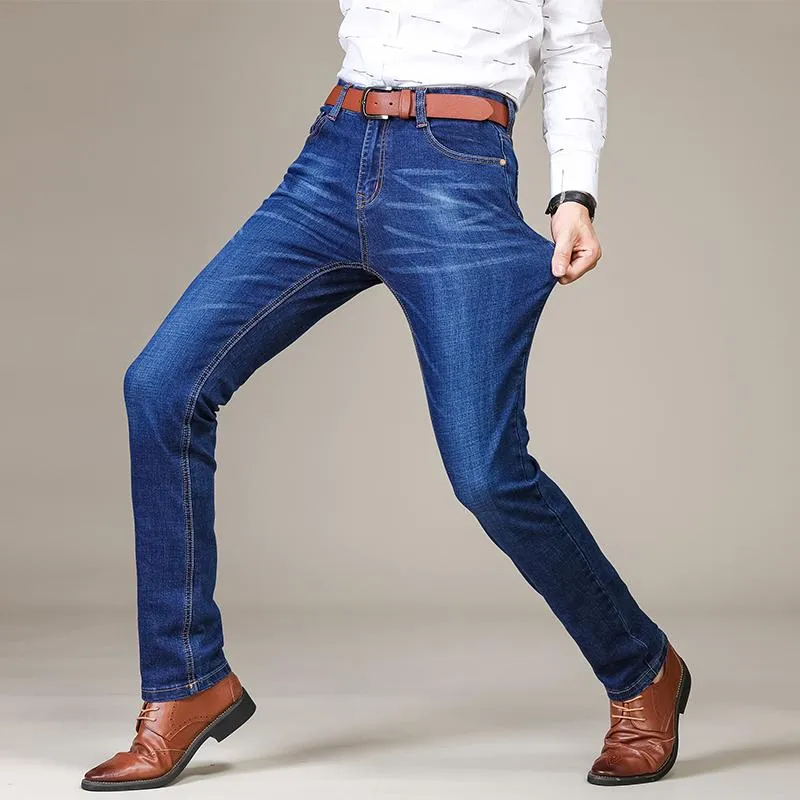 Men's Business Casual Fashion Stretch Slim Classic Denim Jeans on Clearance