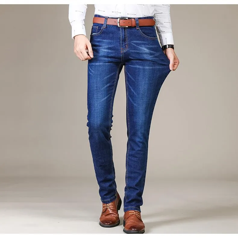 Men's Business Casual Fashion Stretch Slim Classic Denim Jeans on Clearance