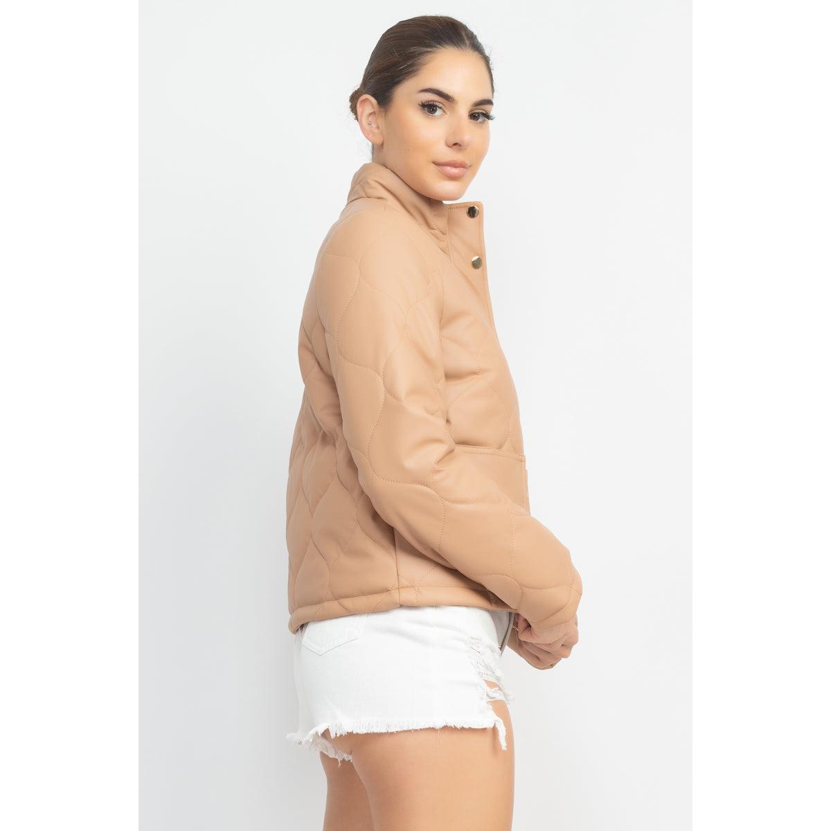 Mock Neck Quilted Jacket