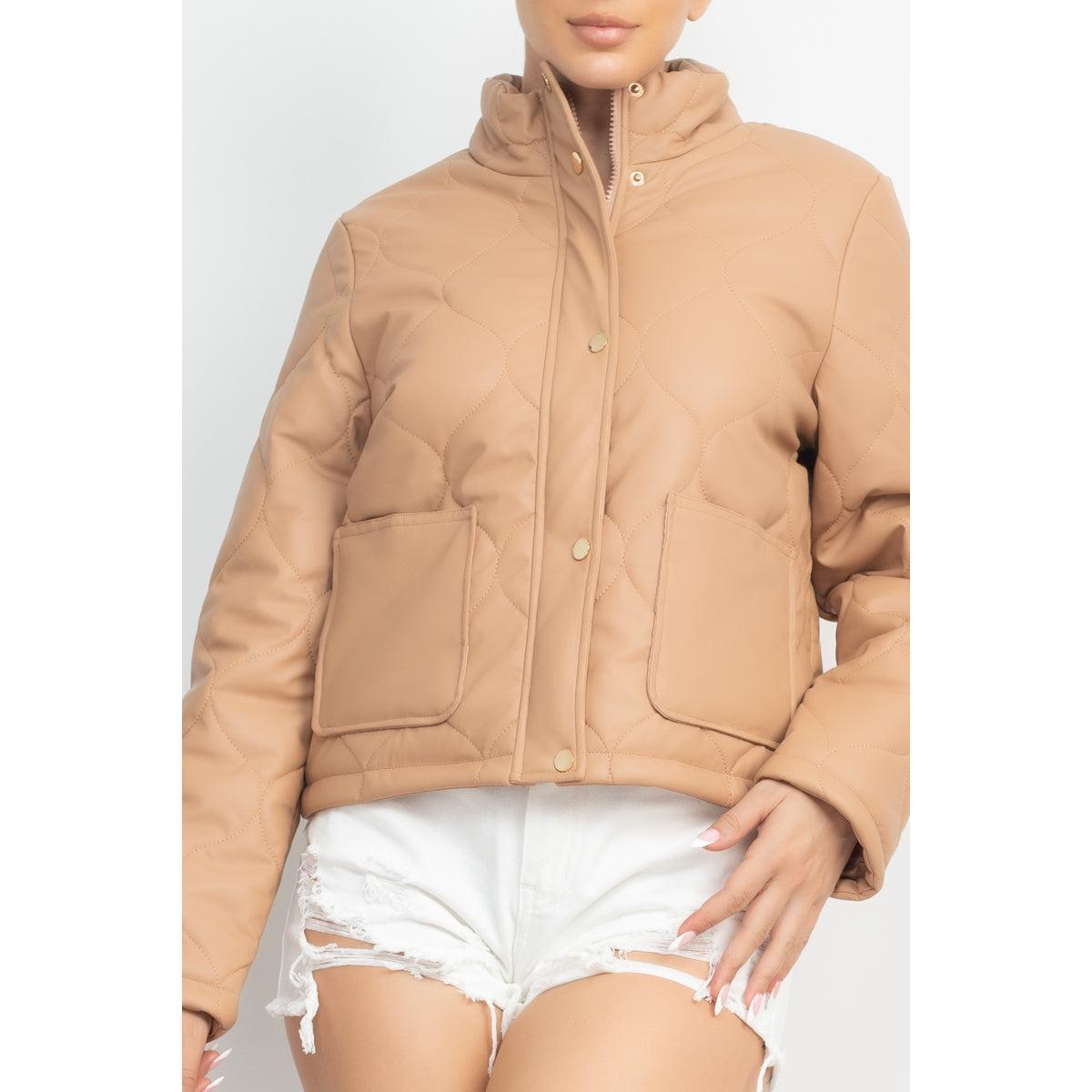 Mock Neck Quilted Jacket