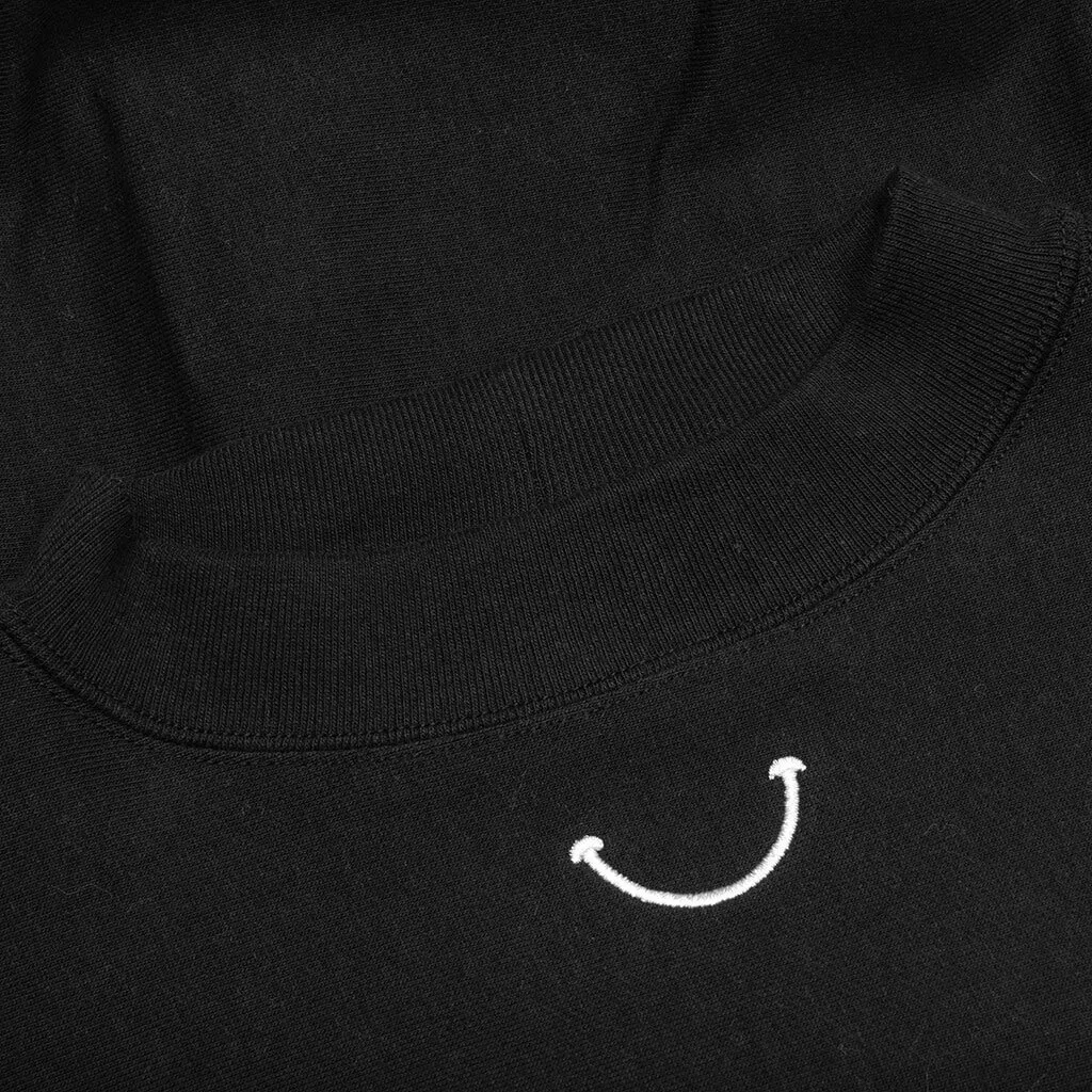 Mock Neck Smile Sweatshirt - Black