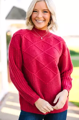 More Than You Know Burgundy Red Mock Neck Sweater