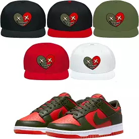 Mystic Red Dunks Snapback Hat to Match - OLIVE HEART BAWS