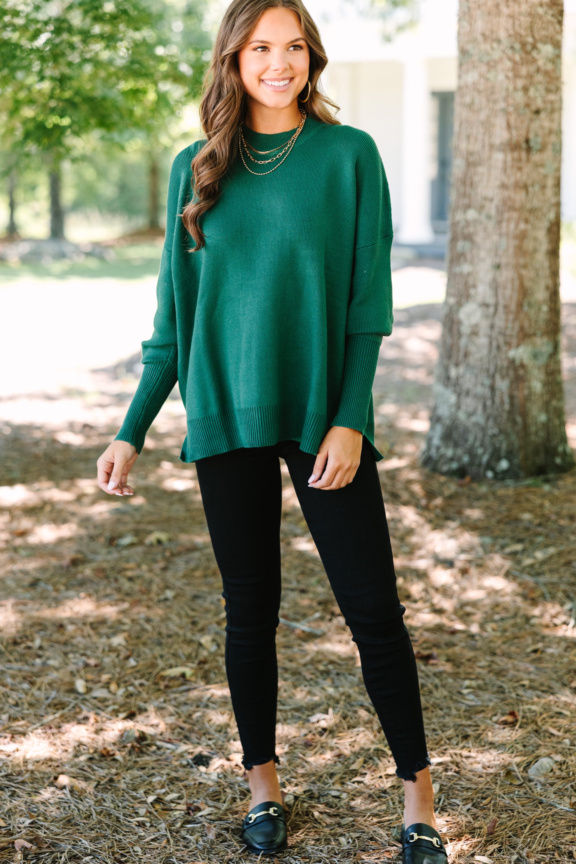 Perfectly You Emerald Green Mock Neck Sweater