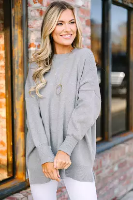 Perfectly You Gray Mock Neck Sweater