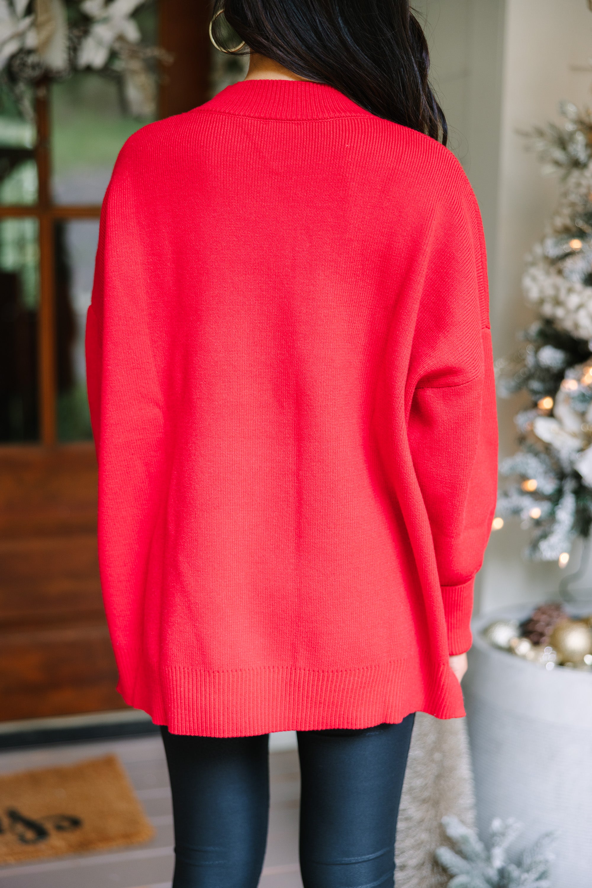 Perfectly You Red Mock Neck Sweater