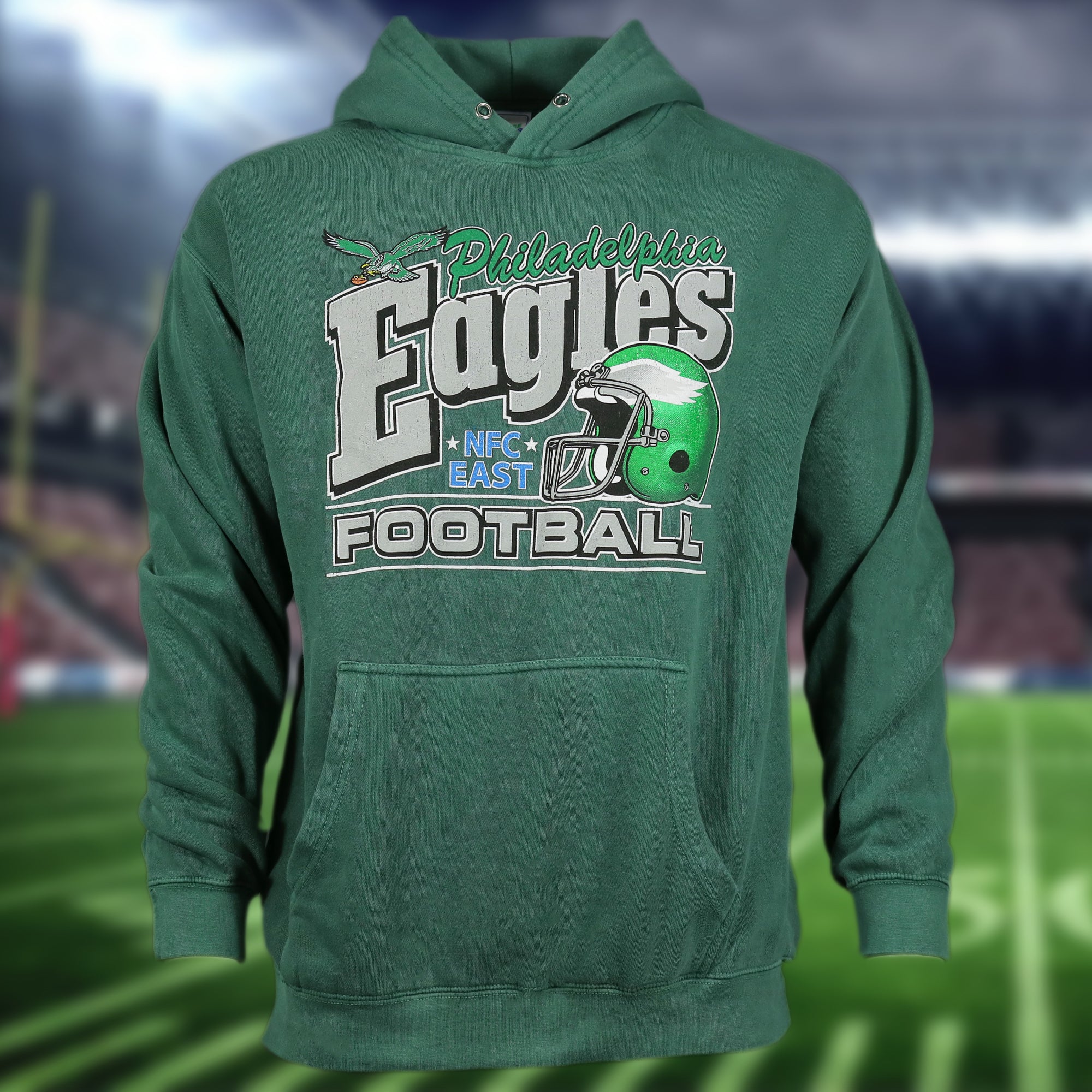 Philadelphia Eagles Sun Fade Pierce Kelly Green Pullover Hoodie | Elm Green