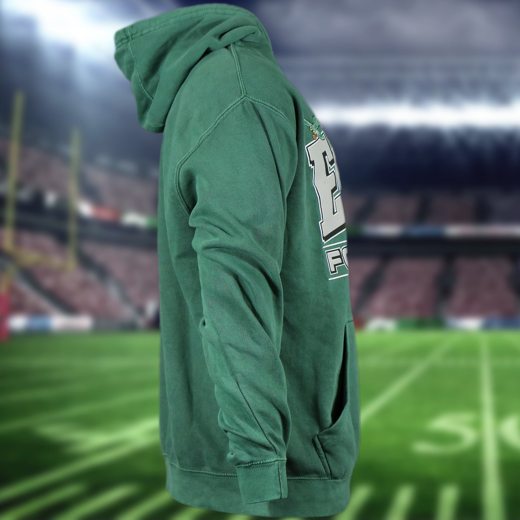 Philadelphia Eagles Sun Fade Pierce Kelly Green Pullover Hoodie | Elm Green