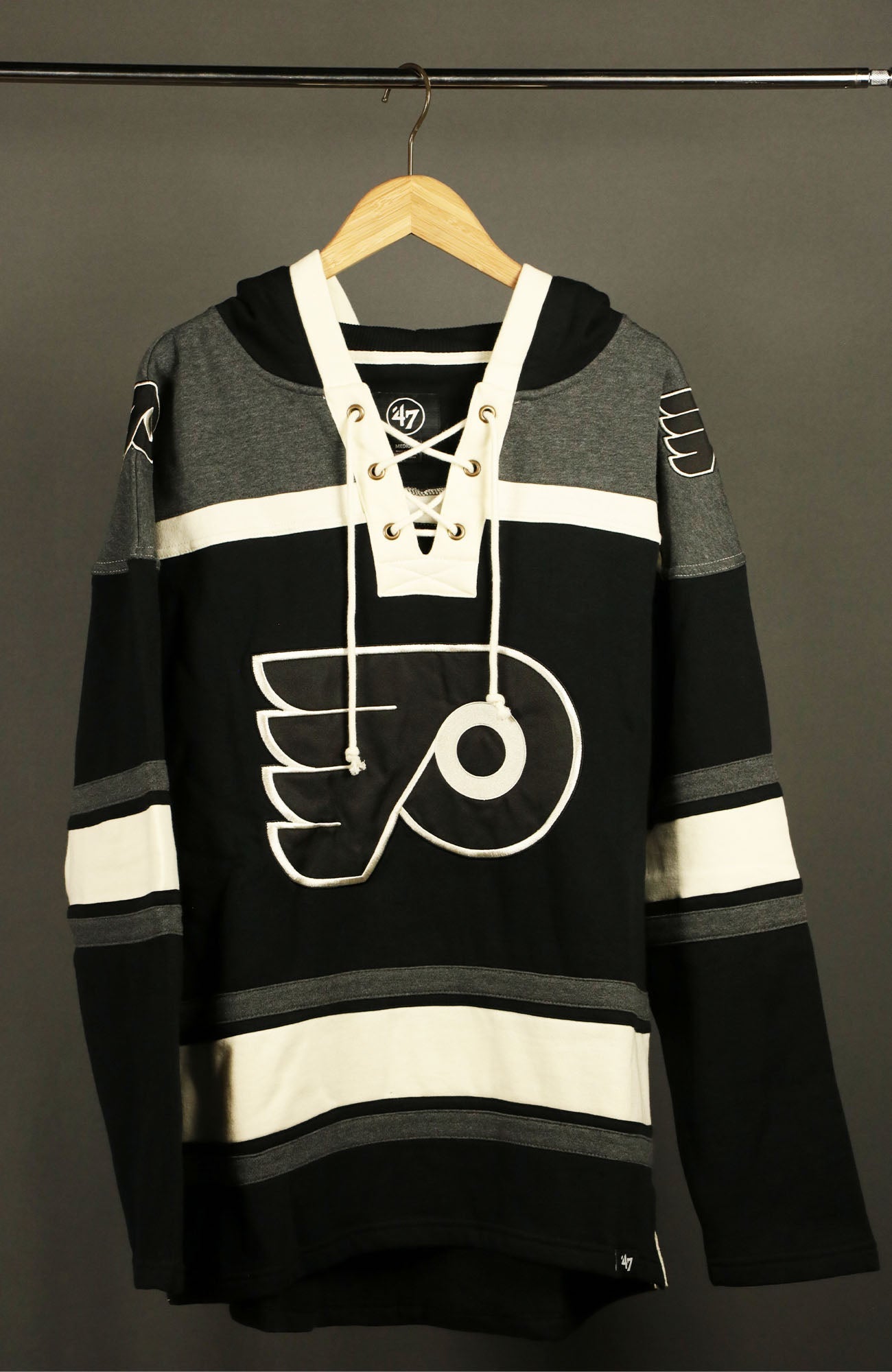 Philadelphia Flyers Vintage Hockey 47 Lacer Hoodie |  Black, Gray, White