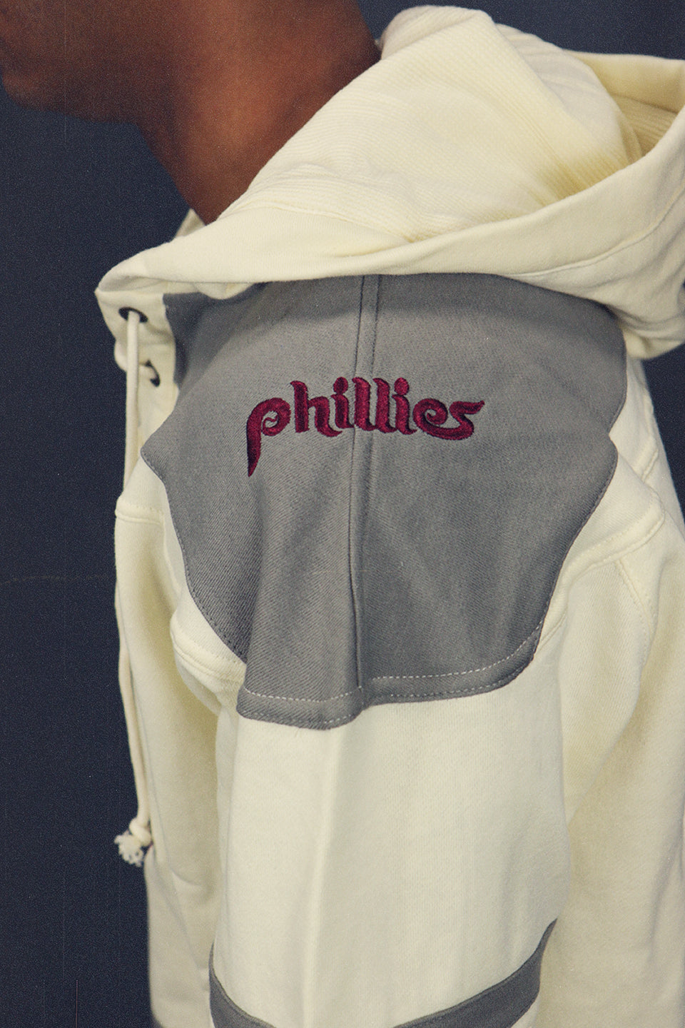 Philadelphia Phillies Vintage Hockey 47 Lacer Hoodie |  Cream, Gray, Maroon