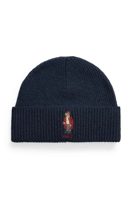 Polo Ralph Lauren wool blend beanie navy blue color thick knit 449959381