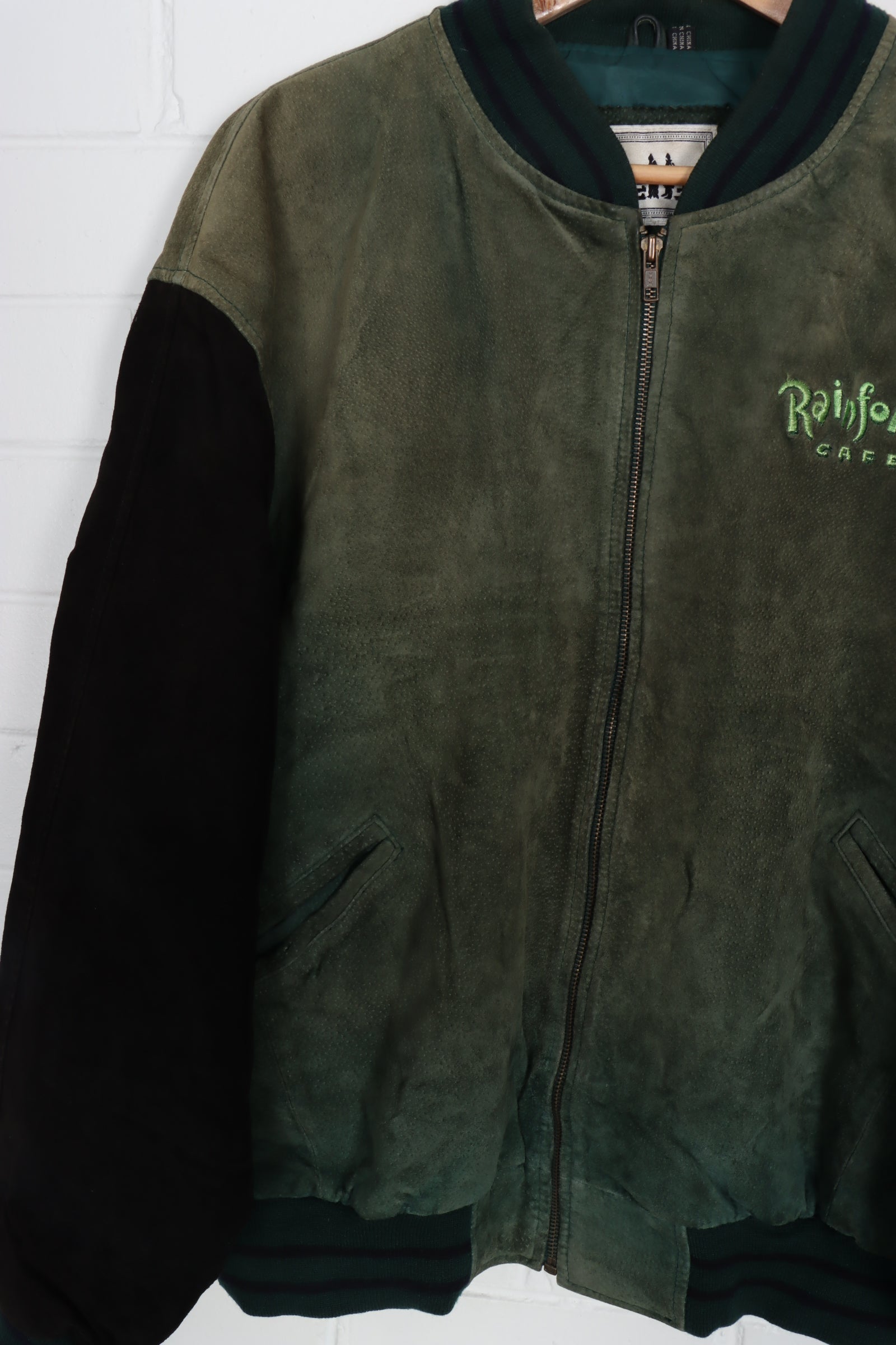 Rainforest Cafe Orlando Green & Black Leather Jacket (XXL-XXXL)