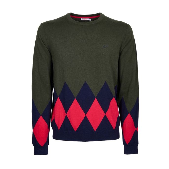 RHOMBUS CREW NECK SWEATER Man Dark green