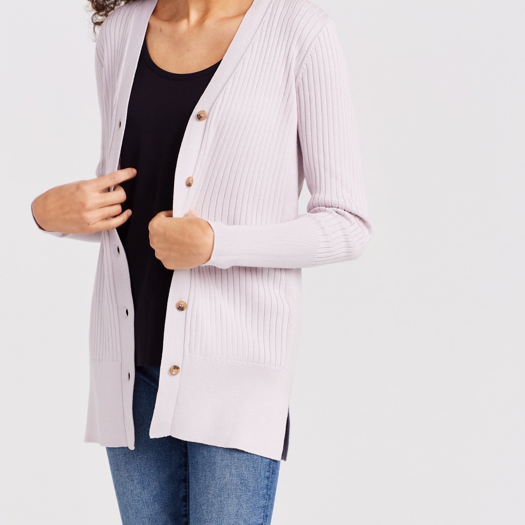 Ribbed Cardigan (iceberg & mink)