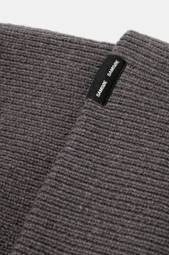 Samsoe Samsoe wool beanie gray color thick knit