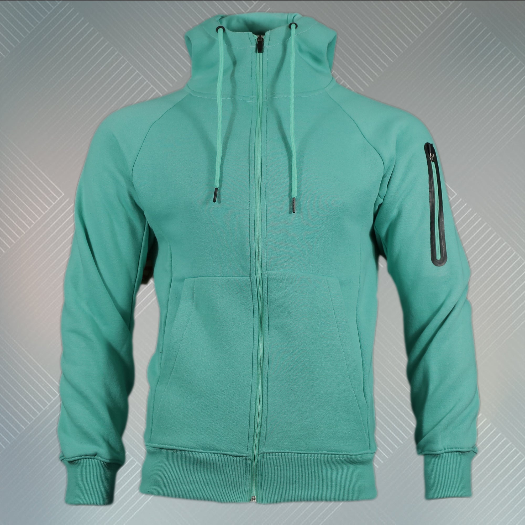 Seafoam Unbasic Fleece Stash Pocket Sunset Park Tapered Zipper Hoodie | Fleece Seafoam Hoodie