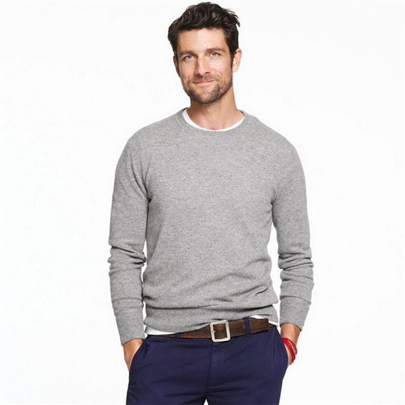 Spring Men's Solid Cotton Slim Knitted Jersey Pullover Sweater Knitwear