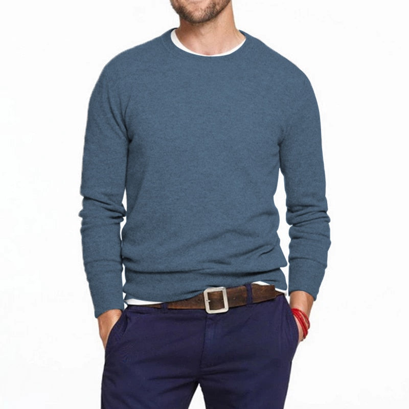 Spring Men's Solid Cotton Slim Knitted Jersey Pullover Sweater Knitwear