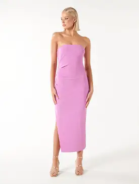 Stacy Strapless Tuck Midi Dress