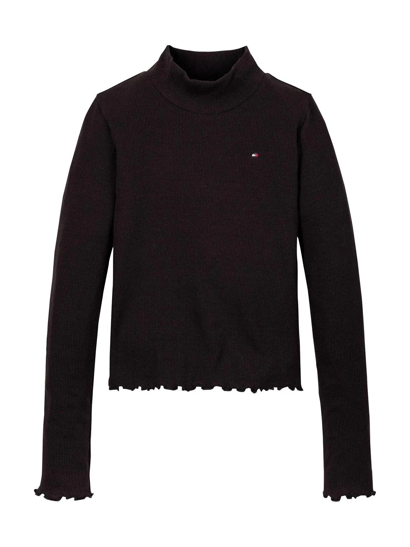 Tommy Hilfiger Girls Mock Neck Long Sleeve Rib Top - Black