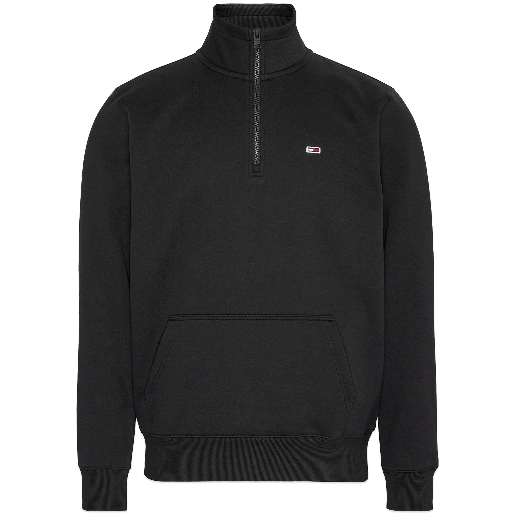 Tommy Jeans Mock Neck Zip Sweat - Black