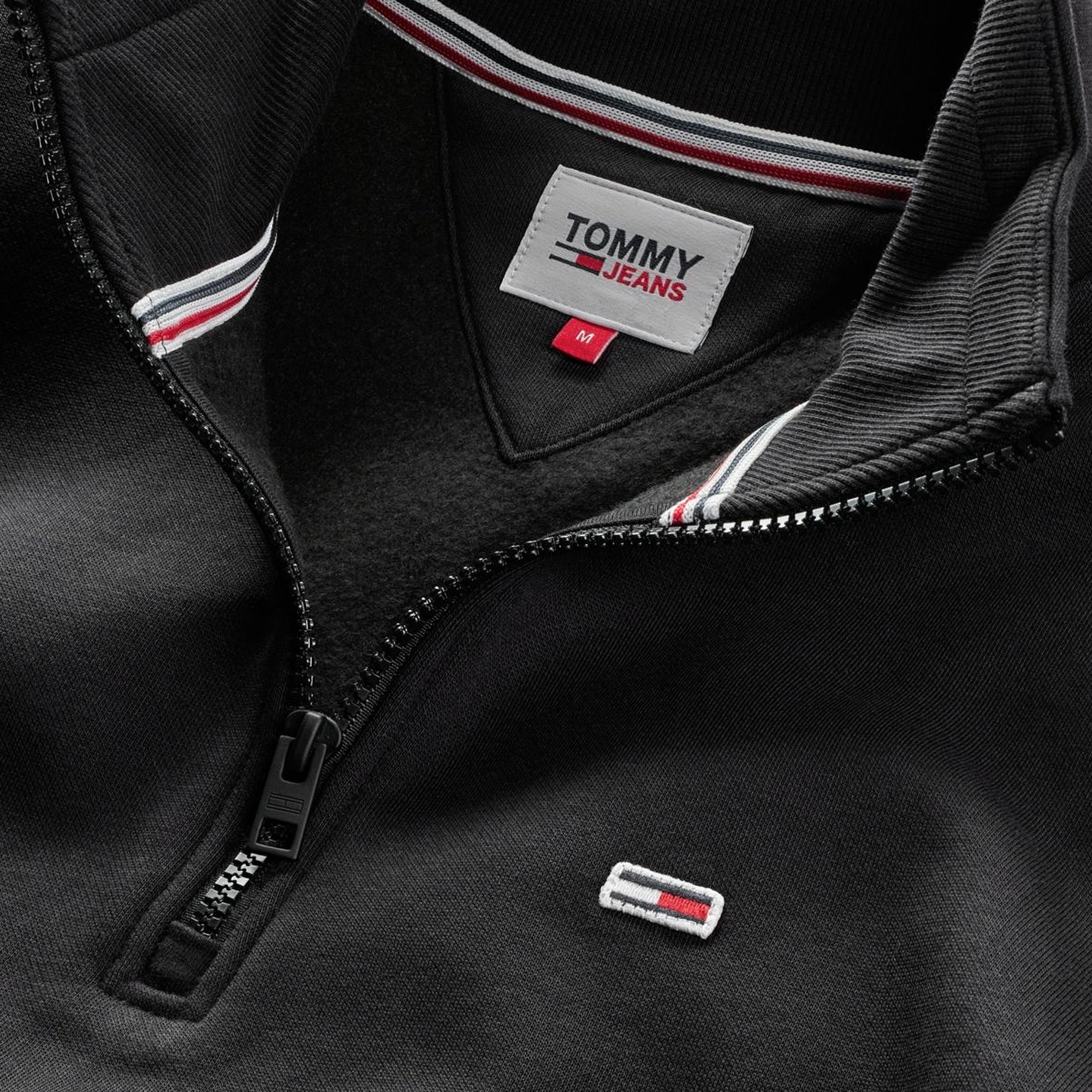 Tommy Jeans Mock Neck Zip Sweat - Black