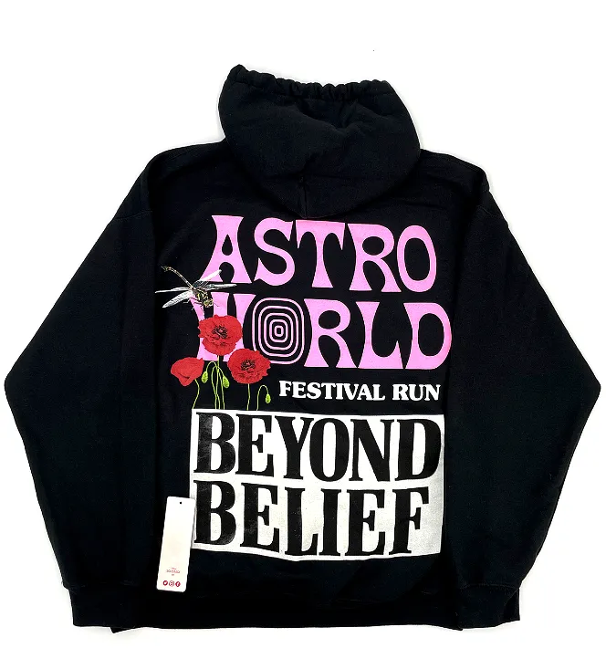 Travis Scott Astroworld Festival Run Beyond Belief Hoodie Black