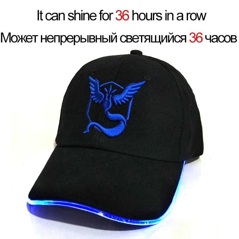 Unisex Light Instinct Pokemon Glow In The Dark LED Fitted Baseball Cap