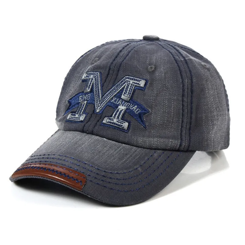 Unisex Summer Metallic M Letter Printed Adjustable Snapback Baseball Cap