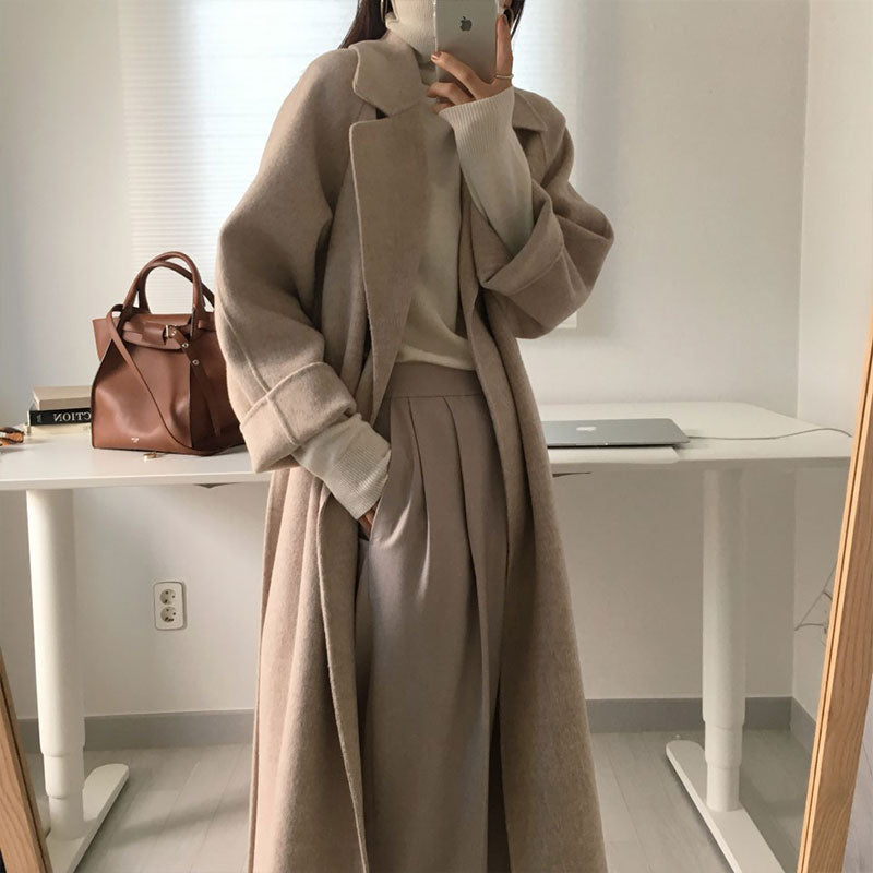 Women Woolen Coats Chic Casual Long