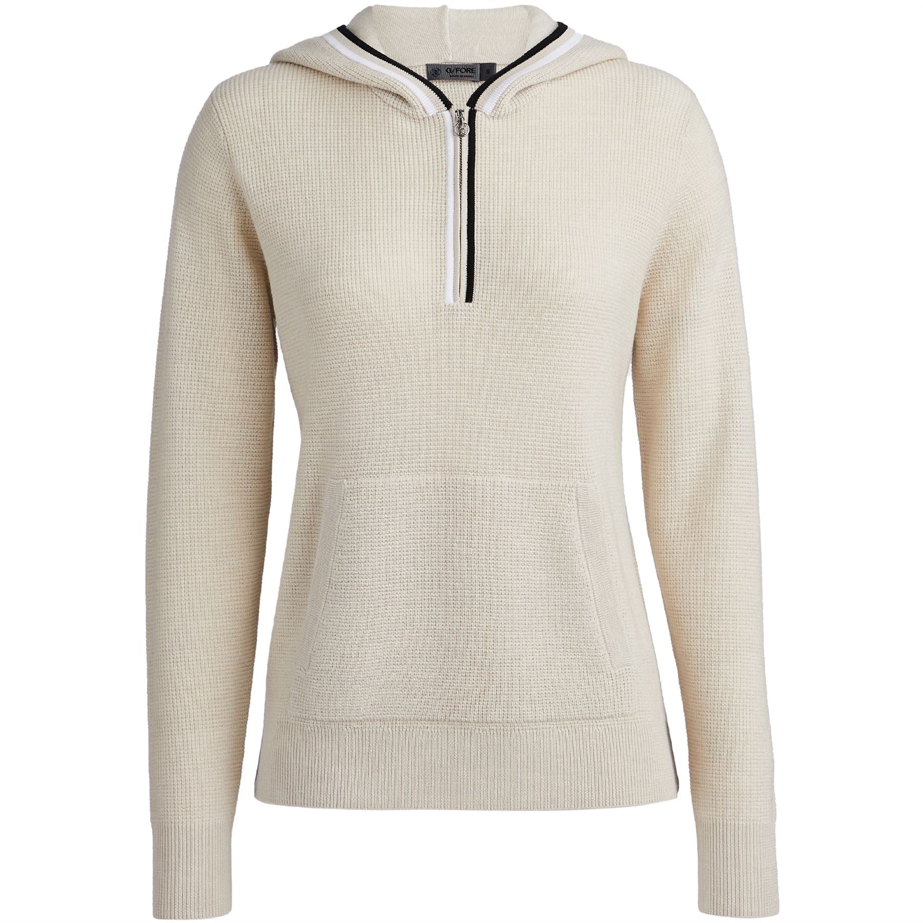 Womens Waffle Stitch Merino Wool Hoodie Stone Heather - AW23