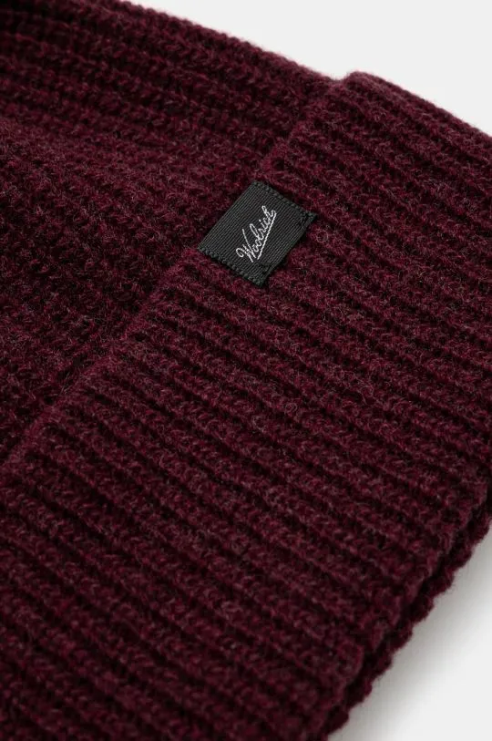 Woolrich wool beanie Knitted Ribbed Beanie maroon color CFWOAC0331MRUF0659